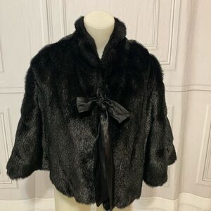 Black Faux Fur Shawl by Terry Lewis